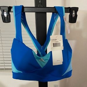 Neon blue Adidas sports bra 
Climacool